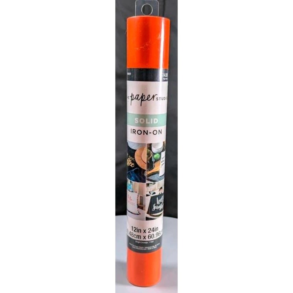 The Paper Studio Iron-On Vinyl Unisex 12x24 Bright Orange Solid HTV Roll